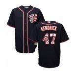Men's Washington Nationals #47 Howie Kendrick Authentic Navy Blue Team Logo Fashion Cool Base Baseball Jersey