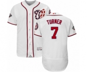 Men's Washington Nationals #7 Trea Turner White Home Flex Base Authentic Collection 2019 World Series Bound Baseball Jersey