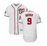 Men's Washington Nationals #9 Brian Dozier White Home Flex Base Authentic Collection 2019 World Series Champions Baseball Jersey
