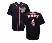 Washington Nationals #4 Howie Kendrick Authentic Navy Blue Team Logo Fashion Cool Base MLB Jersey
