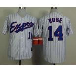 mlb jerseys montreal expos #14 rose white(blue strip)[1982 m&n]