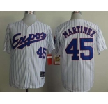 mlb jerseys montreal expos #45 martinez white(blue strip)[1982 m&n]