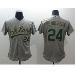 Men Oakland Athletics #24 Rickey Henderson Majestic Gray Flexbase Authentic Collection Player Jersey
