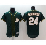 Men Oakland Athletics #24 Rickey Henderson Majestic Green Flexbase Authentic Collection Player Jersey
