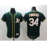 Men Oakland Athletics #34 Rollie Fingers Majestic Green Flexbase Authentic Collection Team Jersey