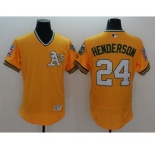 Men Oakland Athletics Blank Majestic Yellow Flexbase Authentic Cooperstown Team Jersey