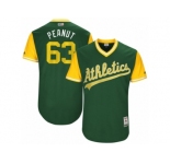 Men's 2017 Little League World Series Athletics #63 Bobby Wahl Peanut Green Jersey