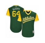 Men's 2017 Little League World Series Athletics #64 Michael Brady Sleepy Green Jersey
