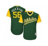 Men's 2017 Little League World Series Athletics Chris Smith #56 Rock n Fire Green Jersey