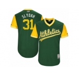 Men's 2017 Little League World Series Athletics Liam Hendriks #31 Slydah Green Jersey