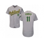 Men's Majestic Oakland Athletics #11 Jarrod Parker Grey Flexbase Authentic Collection MLB Jersey