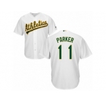 Men's Majestic Oakland Athletics #11 Jarrod Parker Replica White Home Cool Base MLB Jersey