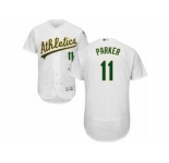 Men's Majestic Oakland Athletics #11 Jarrod Parker White Flexbase Authentic Collection MLB Jersey