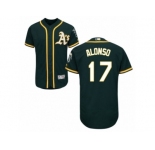 Men's Majestic Oakland Athletics #17 Yonder Alonso Green Flexbase Authentic Collection MLB Jersey