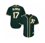 Men's Majestic Oakland Athletics #17 Yonder Alonso Replica Green Alternate 1 Cool Base MLB Jersey