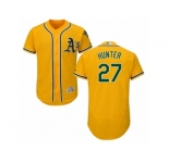Men's Majestic Oakland Athletics #27 Catfish Hunter Gold Flexbase Authentic Collection MLB Jersey