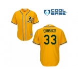 Men's Majestic Oakland Athletics #33 Jose Canseco Authentic Gold Alternate 2 Cool Base MLB Jersey