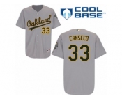 Men's Majestic Oakland Athletics #33 Jose Canseco Authentic Grey Road Cool Base MLB Jersey