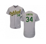 Men's Majestic Oakland Athletics #34 Rollie Fingers Grey Flexbase Authentic Collection MLB Jersey