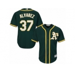 Men's Majestic Oakland Athletics #37 Henderson Alvarez Authentic Green Alternate 1 Cool Base MLB Jersey