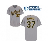 Men's Majestic Oakland Athletics #37 Henderson Alvarez Authentic Grey Road Cool Base MLB Jersey