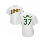 Men's Majestic Oakland Athletics #37 Henderson Alvarez Authentic White Home Cool Base MLB Jersey