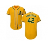 Men's Majestic Oakland Athletics #42 Dave Henderson Gold Flexbase Authentic Collection MLB Jersey