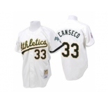 Men's Mitchell and Ness Oakland Athletics #33 Jose Canseco Replica White Throwback MLB Jersey