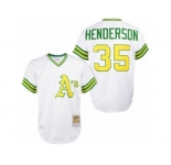 Men's Mitchell and Ness Oakland Athletics #35 Rickey Henderson Replica White 1979 Throwback MLB Jersey