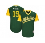 Men's Oakland Athletics Josh Phegley #19 PTBNL Majestic Green 2017 Players Weekend Authentic Jersey