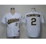 mlb jerseys oakland athletics #2 pennington white (cool base)