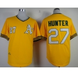 mlb jerseys oakland athletics #27 hunter yellow m&n