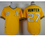 mlb jerseys oakland athletics #27 hunter yellow m&n