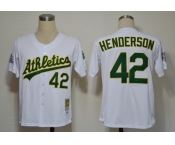 mlb jerseys oakland athletics #42 rivkey henderson white m&n 1989