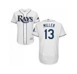 Men Tampa Bay Rays #13 Brad Miller White Flexbase Authentic Collection Stitched MLB Jersey