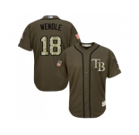 Men Tampa Bay Rays #18 Joey Wendle Green Salute to Service Stitched MLB Jersey