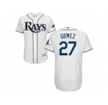 Men Tampa Bay Rays #27 Carlos Gomez White Flexbase Authentic Collection Stitched MLB Jersey