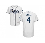 Men Tampa Bay Rays #4 Blake Snell White Flexbase Authentic Collection Stitched MLB Jersey