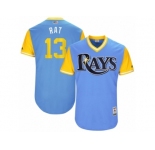 Men's 2017 Little League World Series Rays #13 Brad Miller Rat Light Blue Jersey
