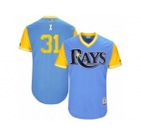 Men's 2017 Little League World Series Rays #31 Xavier Cedeno X Light Blue Jersey