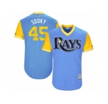 Men's 2017 Little League World Series Rays #45 Jesus Sucre Sooky Light Blue Jersey