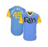 Men's 2017 Little League World Series Rays #49 Tommy Hunter Tommy Two Towel Light Blue Jersey