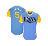 Men's 2017 Little League World Series Rays #5 Matt Duffy Duffman Light Blue Jersey
