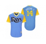 Men's 2017 Little League World Series Rays Trevor Plouffe #14 Special T Light Blue Jersey