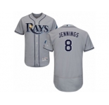 Men's Majestic Tampa Bay Rays #8 Desmond Jennings Grey Flexbase Authentic Collection MLB Jersey