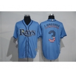 Men's Tampa Bay Rays #3 Evan Longoria Blue USA Flag Fashion MLB Jersey