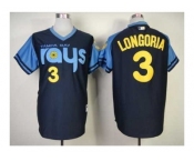 mlb jerseys tampa bay rays #3 longoria blue m&n