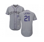 Colorado Rockies #21 Jonathan Lucroy Grey Flexbase Authentic Collection MLB Jersey