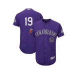 Men Colorado Rockies #19 Charlie Blackmon Majestic Purple 2018 Spring Training Flex Base Player Jersey