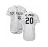 Men Colorado Rockies #20 Ian Desmond White Strip Flexbase Authentic Collection Stitched MLB Jersey